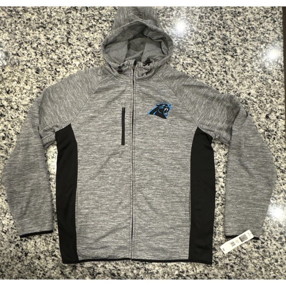 NFL Other - NFL Carolina Panthers Football‎ Gray Full-Zip Hoodie Sweat Shirt Size Large #368